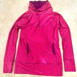 Prana Ember Cowl Neck Pullover Women’s size Small Fuchsia Pink & Purple Shirt